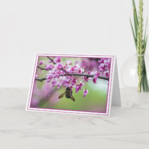 Carte Bumblebee sur Redbud Blossoms