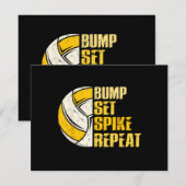 Carte Bump Set Spike Répéter Volleyball Funny (Devant / Derrière)