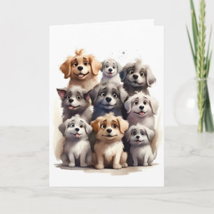 Carte Bund'Happy Dogs Portrait Blank Greeting
