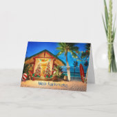 Carte Bungalow de Noël hawaïen sur la plage (Devant)