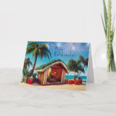 Carte Bungalow de Noël hawaïen sur la plage (Devant)