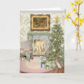 Carte Bunnies Celebrating Christmas Folded Greeting Card (Fleur jaune)