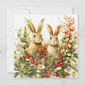 Carte Bunnies d'aquarelle et baies sauvages (Devant)