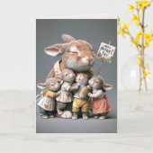 Carte Bunnies Fête des Mères (Fleur jaune)