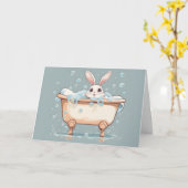 Carte Bunny Anniversaire Dans Bain À Bulle (Fleur jaune)