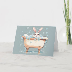 Carte Bunny Anniversaire Dans Bain À Bulle