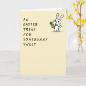 Carte Bunny Carrot Treat Easter Card (Fleur jaune)