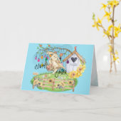 Carte Bunny célèbre le jour de Pâques (Fleur jaune)