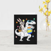 Carte Bunny de Pâques équitation T Rex Dinosaur Amusants (Fleur jaune)