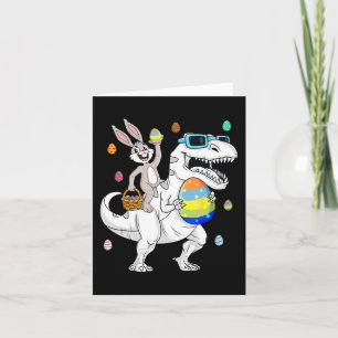 Carte Bunny de Pâques équitation T Rex Dinosaur Amusants