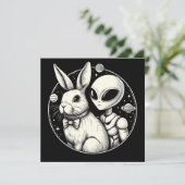 Carte Bunny de Pâques et Alien spatial UFO Sci Fi Funny (Debout devant)