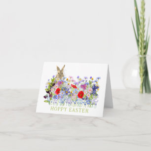 Carte Bunny de Pâques et Boho Fleur sauvage