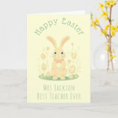 Carte Bunny de Pâques Meilleur Enseignant préscolaire Ja (Fleur jaune)