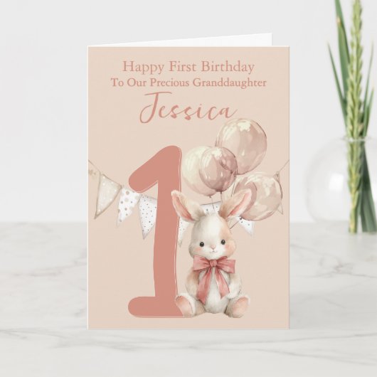 Carte Bunny First Birthday (Devant)