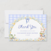 Carte Bunny Gingham Blue Baby Shower Thank You  Card (Devant)