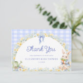 Carte Bunny Gingham Blue Baby Shower Thank You  Card (Debout devant)