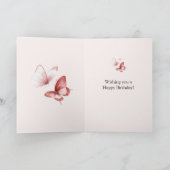 Carte Bunny Heart Balloon Pink Butterflies Birthday (Intérieur)