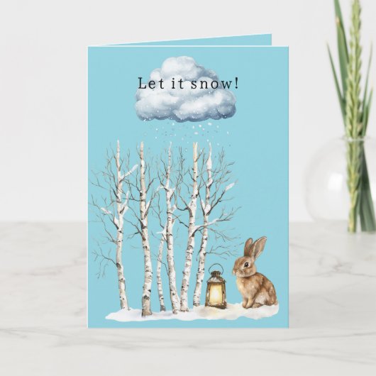 Carte Bunny Lantern Snowflakes Christmas Let it Snow (Devant)