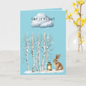 Carte Bunny Lantern Snowflakes Christmas Let it Snow (Fleur jaune)