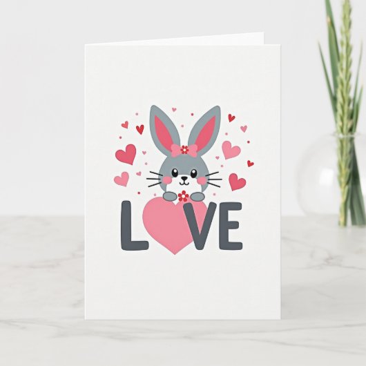 Carte Bunny Love Hearts Valentine Card (Devant)