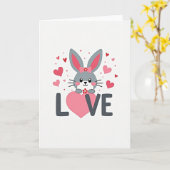 Carte Bunny Love Hearts Valentine Card (Fleur jaune)