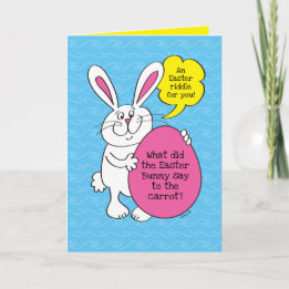 Carte Bunny Pâques Funny Carotte Riddle Pour Enfants Car