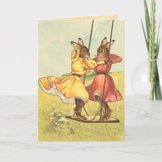 Carte Bunny Pâques vintage (Devant)