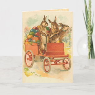 Carte Bunny Pâques vintage