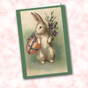Carte Bunny Pâques vintage