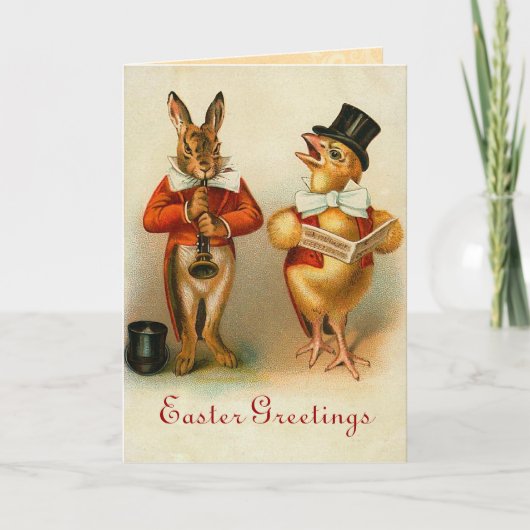 Carte Bunny Pâques vintage (Devant)