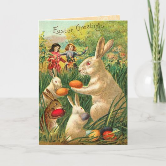 Carte Bunny Pâques vintage (Devant)