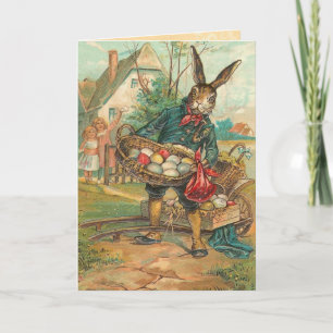 Carte Bunny Pâques vintage