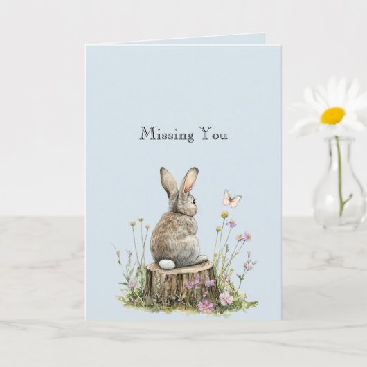 Carte Bunny Rabbit Butterfly Missing You (Petite plante)