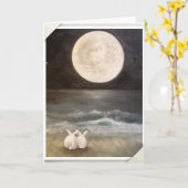 Carte Bunny Rabbit Card - Je t'aime à la Lune... (Fleur jaune)