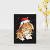 Carte Bunny Rabbit Christmas Lights Santa Hat Funny Xmas (Fleur jaune)