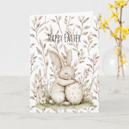 Carte Bunny Rabbit Easter Egg   (Fleur jaune)