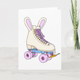 Carte Bunny Roller Skate (Amusement / Cartoon / Pâ