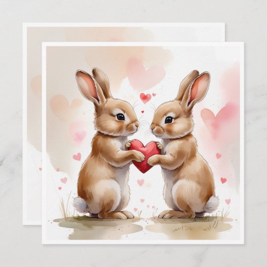 Carte Bunny romantique (Devant / Derrière)