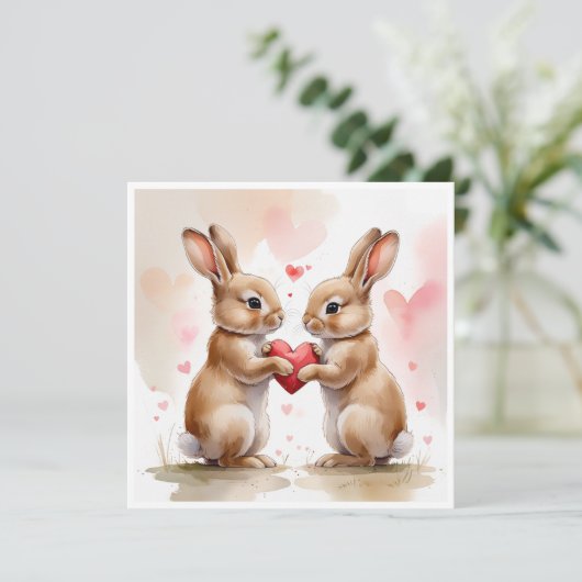 Carte Bunny romantique (Debout devant)