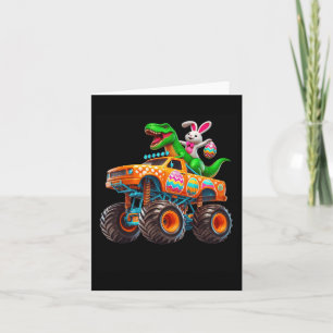 Carte Bunny T-rex Monster de Pâques Camion Dino Funny Bo
