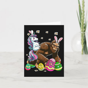 Carte Bunny Unicorn équitation Fleurs de pieds de givre