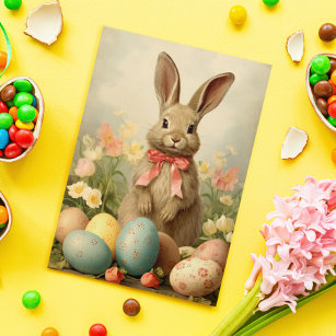 Carte Bunny vintage de Pâques