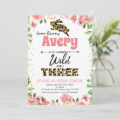 Carte Bunny Wild & Three Girl 3ème anniversaire Invitati (Debout devant)