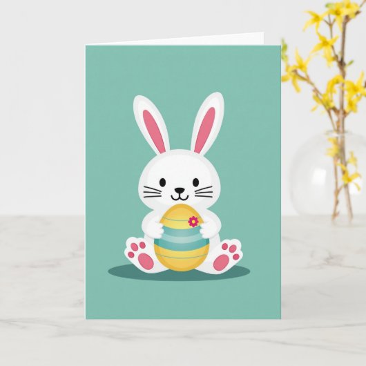 Carte Bunny With Egg Celebration Card (Fleur jaune)