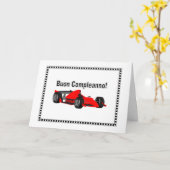 Carte Buon Compleanno auto da corsa (Fleur jaune)