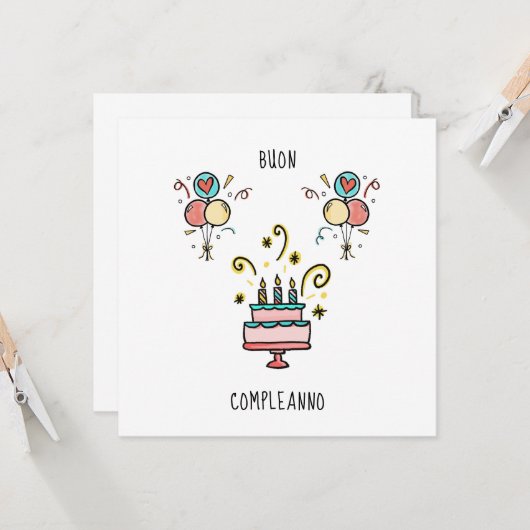 Carte Buon Compleanno | Joyeux anniversaire (Devant/Arrière en situation)