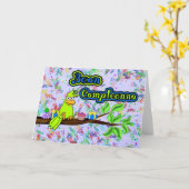 Carte Buon Compleanno -Uccello (Fleur jaune)