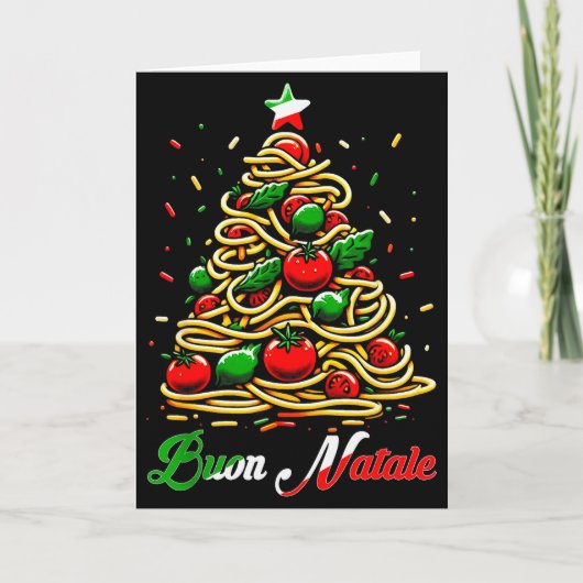 Carte Buon Natale Italian Pasta Christmas Tree Xmas For (Devant)