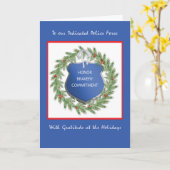 Carte Bureau de police Joyeuses vacances Merci Wreath (Fleur jaune)