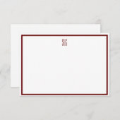 Carte Burgandy et Blanc Monogramme Flat Note (Devant / Derrière)